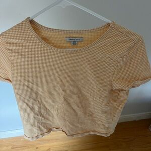 5/$25 American Eagle Yellow/white gingham short sleeve top